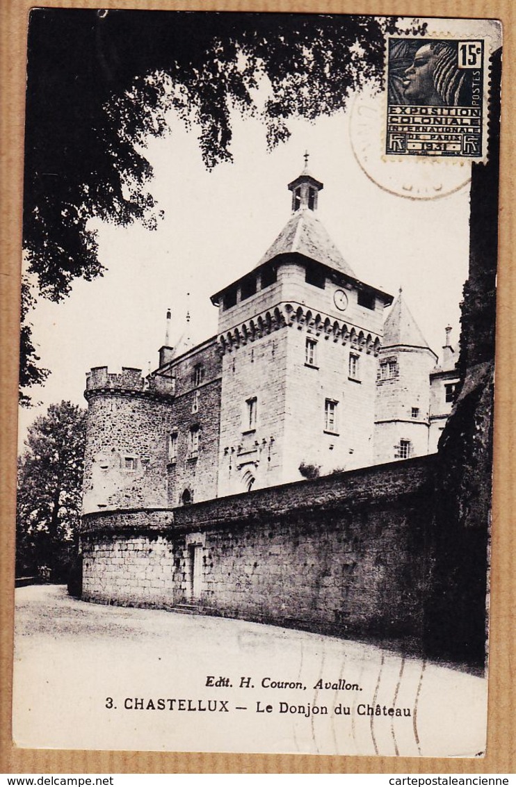 X89143 CHASTELLUX Yonne Le Donjon Du Château 1910s à DENNI Faubourg St-Martin Paris - H.COURON Avallon - Otros & Sin Clasificación