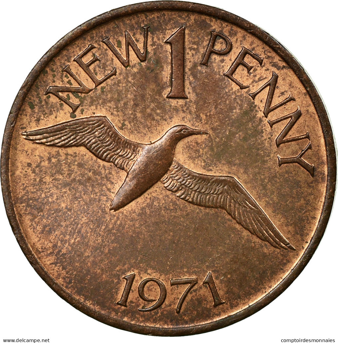 Monnaie, Guernsey, Elizabeth II, New Penny, 1971, Heaton, TB+, Bronze, KM:21 - Guernsey