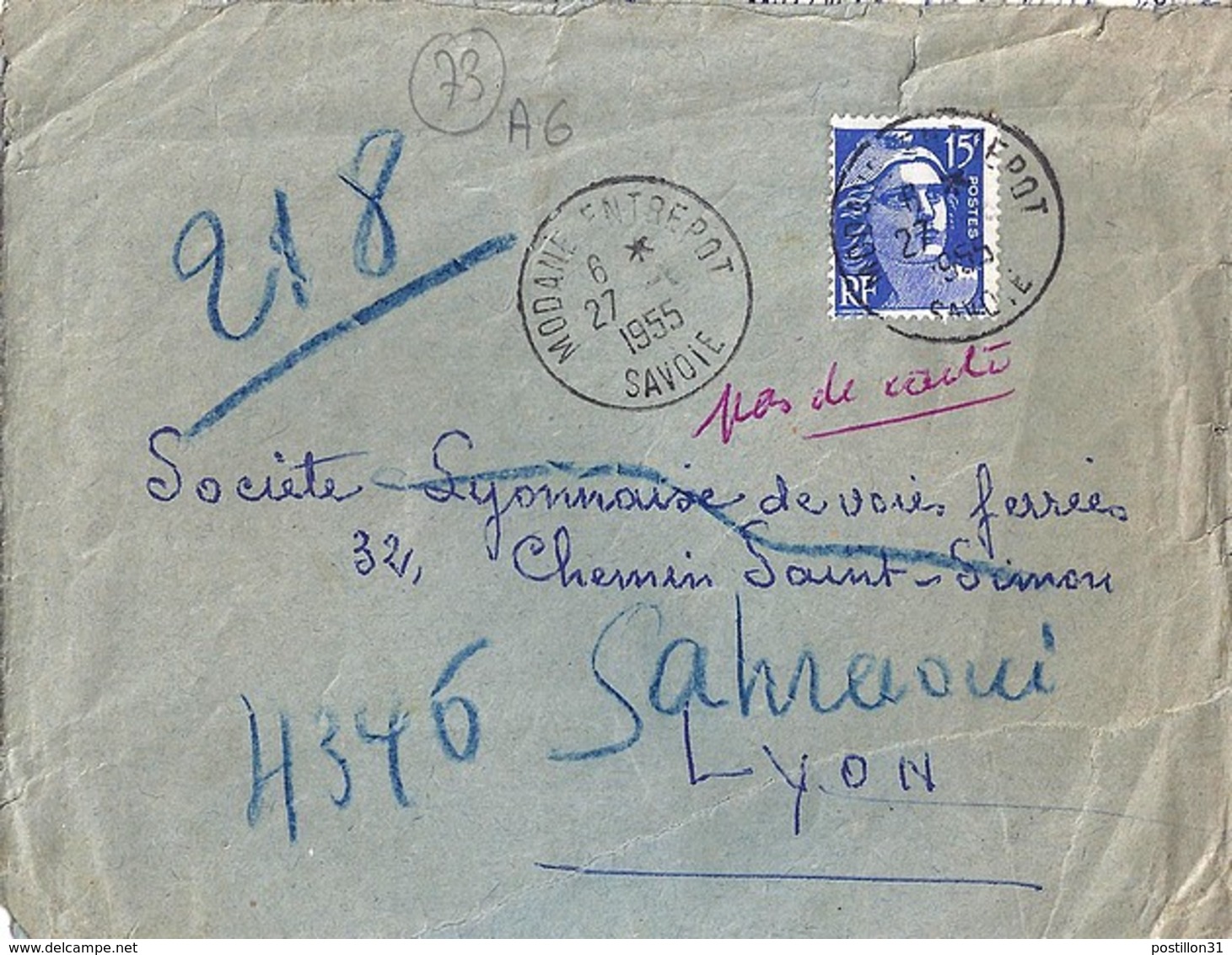 73 - SAVOIE - MODANE ENTREPOT - TàD De Type A6 De 1955 - Manual Postmarks