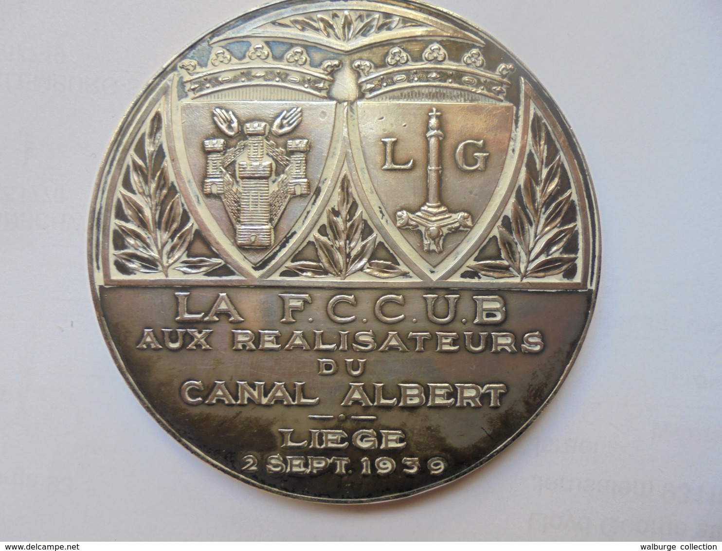 LIEGE-1939-CANAL ALBERT-ARGENT 800/1000 Par P.de SOETE 143 Grammes-70 Mm - Firma's