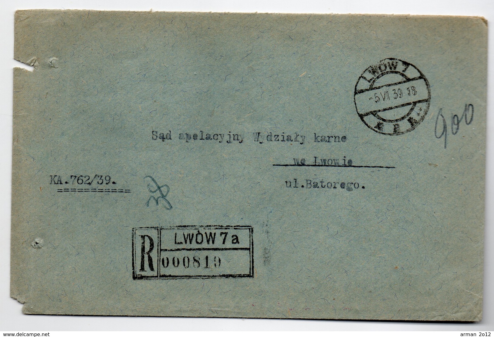 Poland Ukraine Registered Lwow 1939 - Covers & Documents