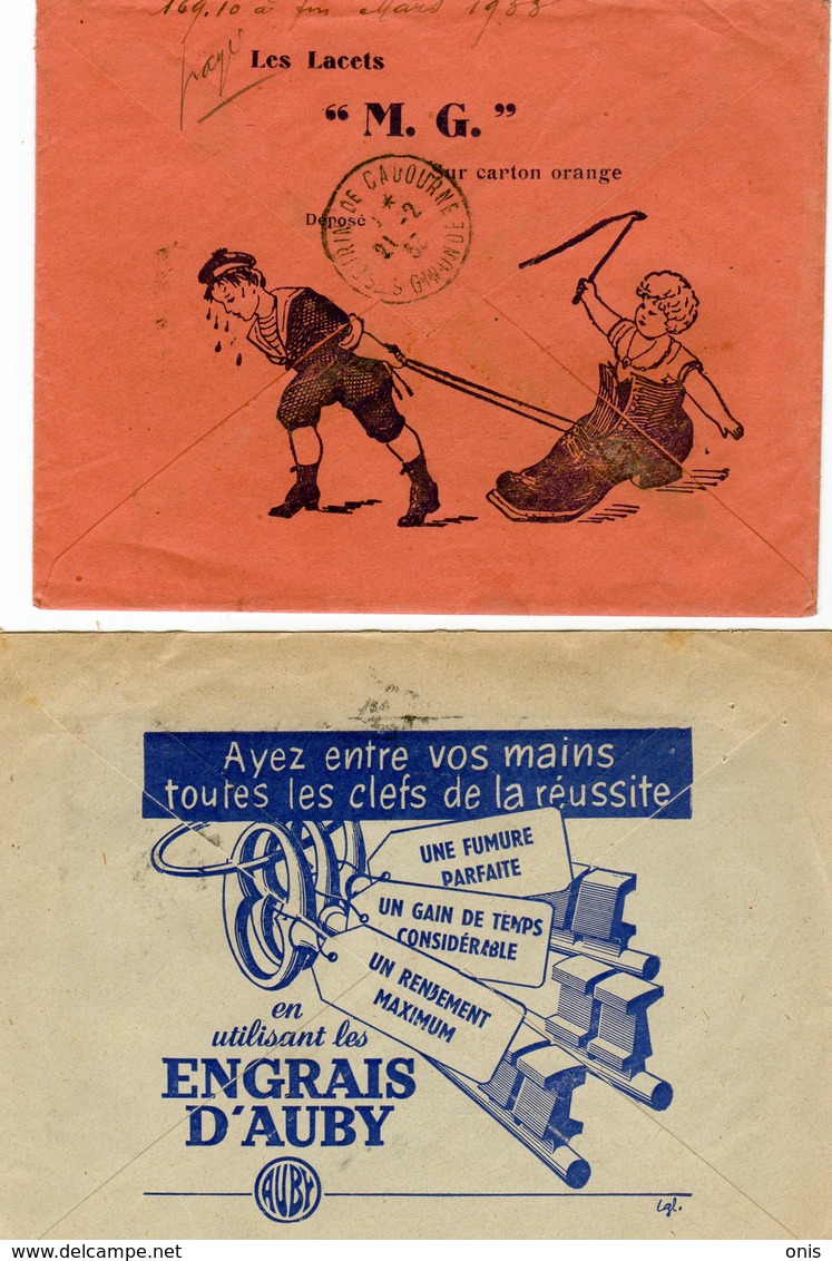 3 Enveloppes Illustrées Dont 2 Au Verso :GALLAIS(Bordeaux) , BOISSEAU (Marigny-Marmande), BEIRNAERT(Bergues) - 1921-1960: Periodo Moderno