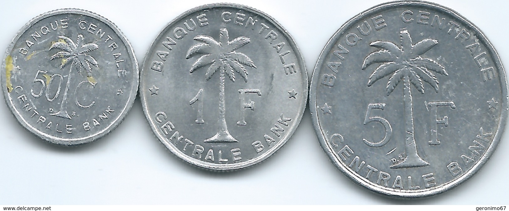 Belgian Congo - Ruanda-Urundi - 1955 - 50 Centimes - KM2; 1957 - 1 Franc - KM4 & 1959 - 5 Francs - KM3 - 1951-1960: Baudouin I