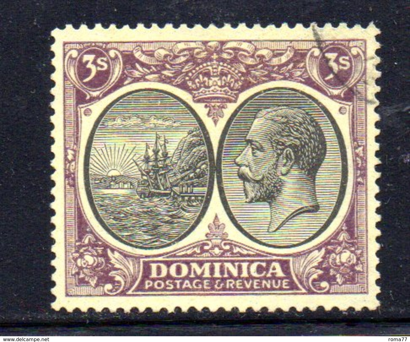 APR668 - DOMINICA 1923 , 3 Sh/-  Yvert N. 79  Usato (2380A) . - Dominica (...-1978)