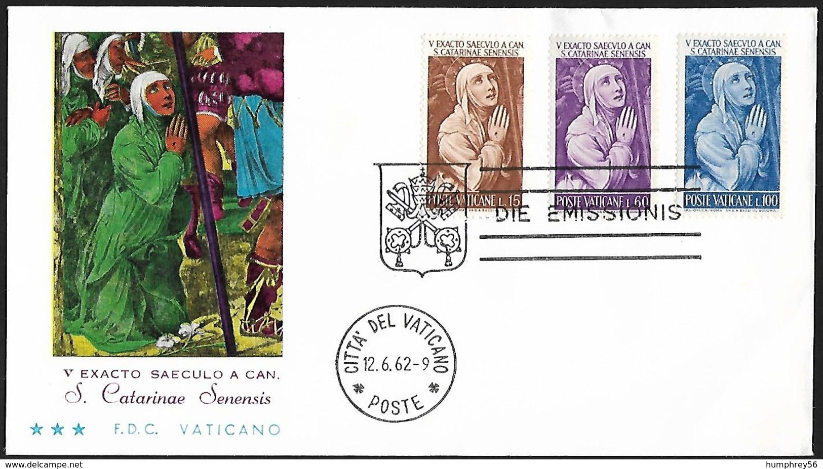 1962 - VATICANO - FDC + Y&T 353/355 [Caterina Da Siena] + CITTA DEL VATICANO - FDC