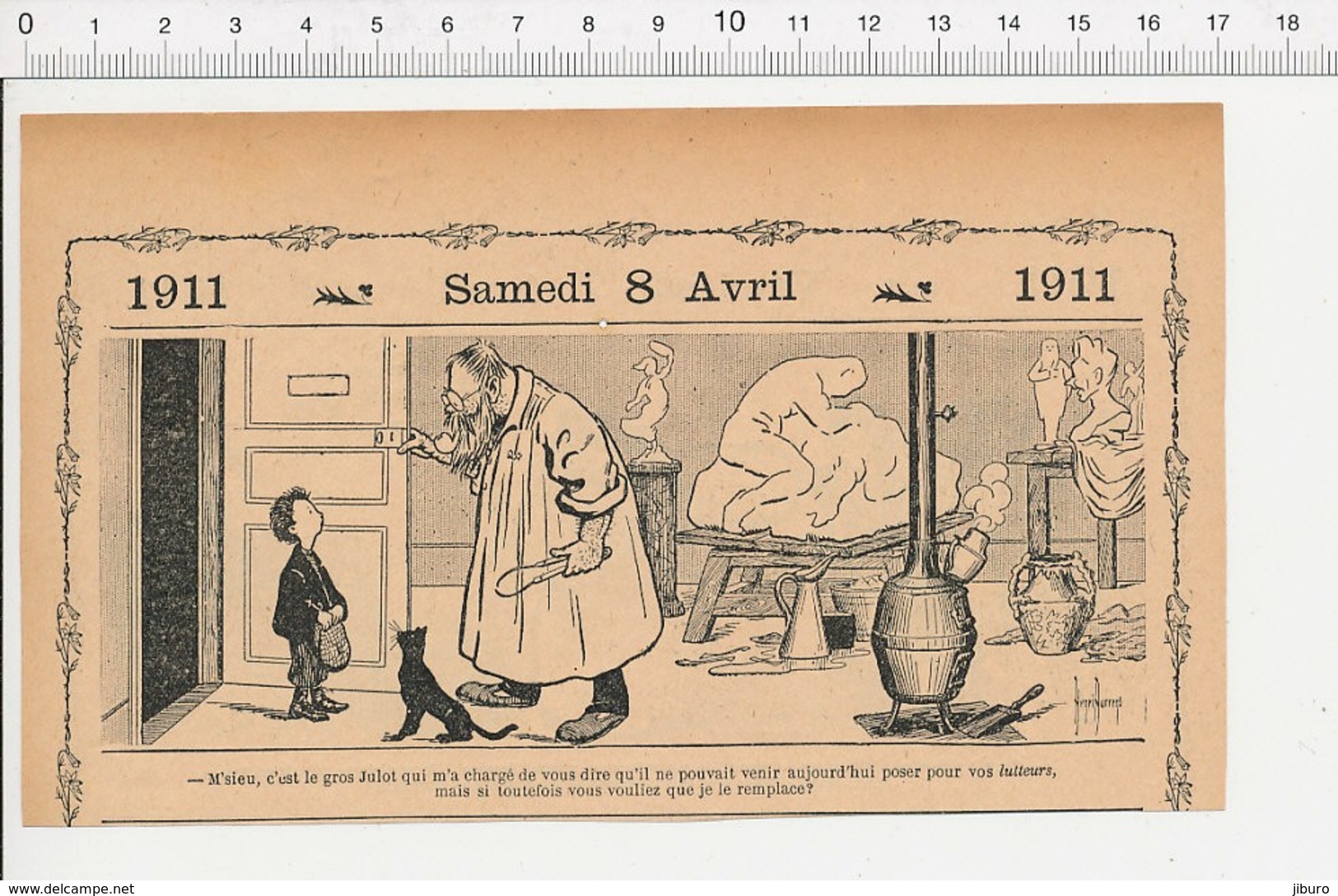 2 Scans Humour Art Sculpture Lutteurs Atelier De Sculpteur Lutte Sport Outils Piéton Accident Voiture Tribunal 226L - Non Classés