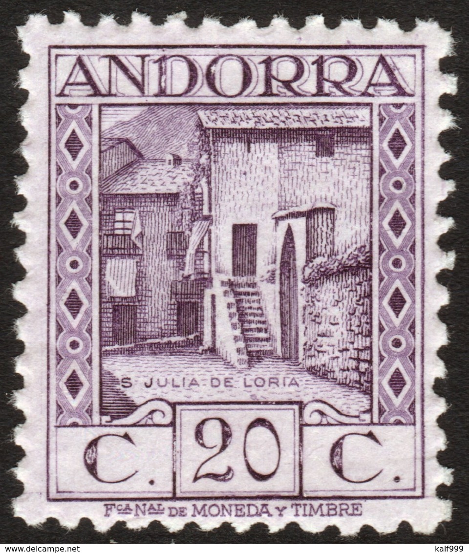 ~~~ Spanish Andorra Andorre 1929 - Julia De Loria  - Perf 11½  - A000,898 - Mi. 19 B ** MNH - CV 25.00 Euro    ~~~ - Neufs
