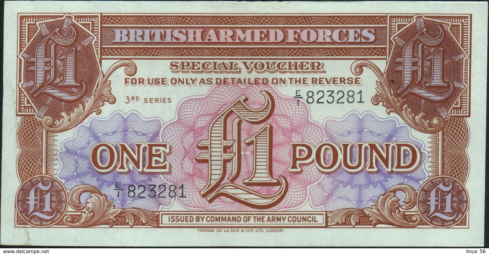 GREAT BRITAIN - 1 Pound Nd.(1956) AU P.M 29 - British Armed Forces & Special Vouchers