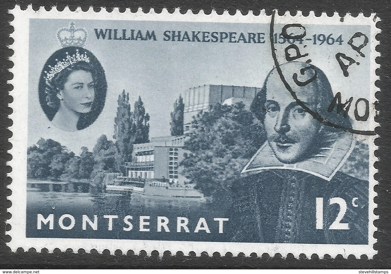 Montserrat. 1964 400th Birth Anniv Of William Shakespeare. 12c Used. SG 156 - Montserrat