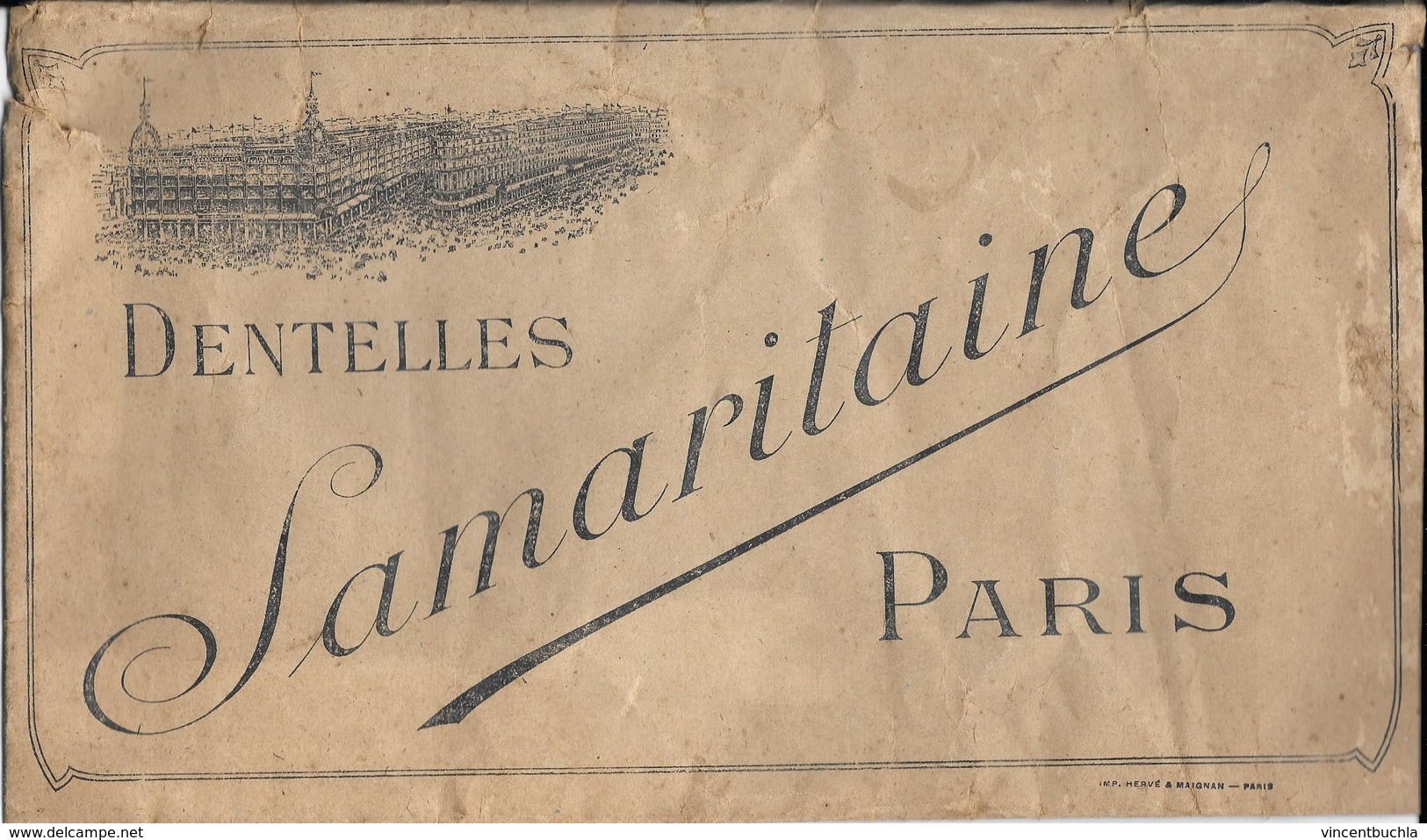 Pochette Papier Carton Samaritaine Dentelles Paris Début XXème Siècle. - Matériel Et Accessoires