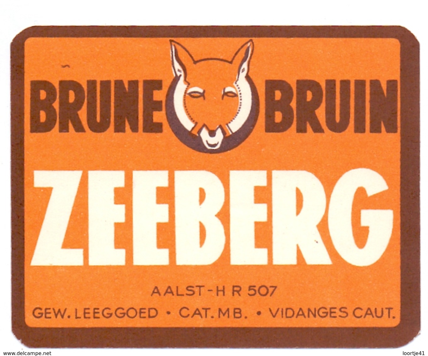 Etiket Etiquette - Bier Bière - Brune Bruin Zeeberg - Aalst - Bière