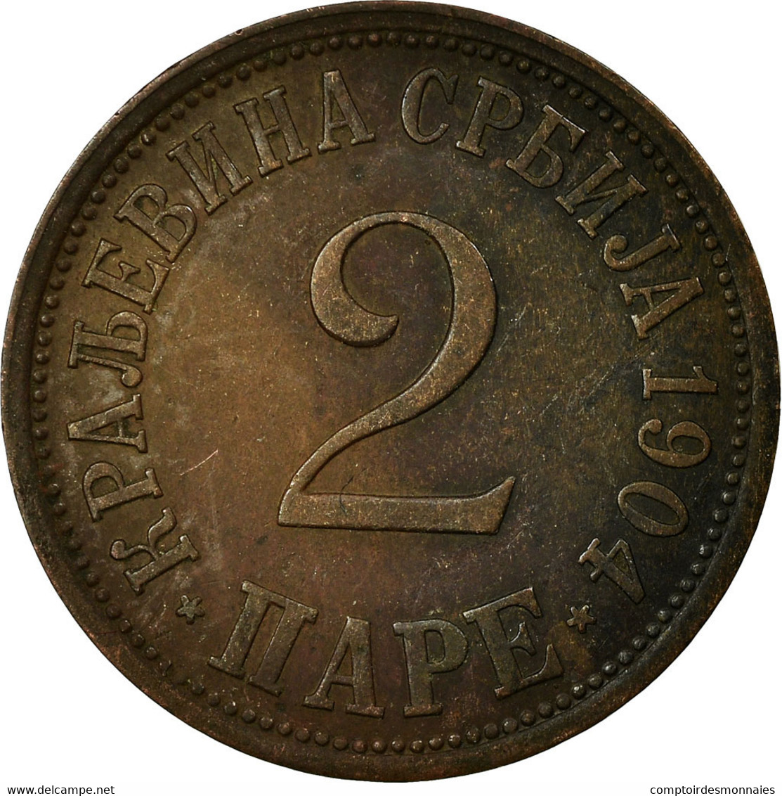 Monnaie, Serbie, Peter I, 2 Pare, 1904, TTB+, Bronze, KM:23 - Serbia