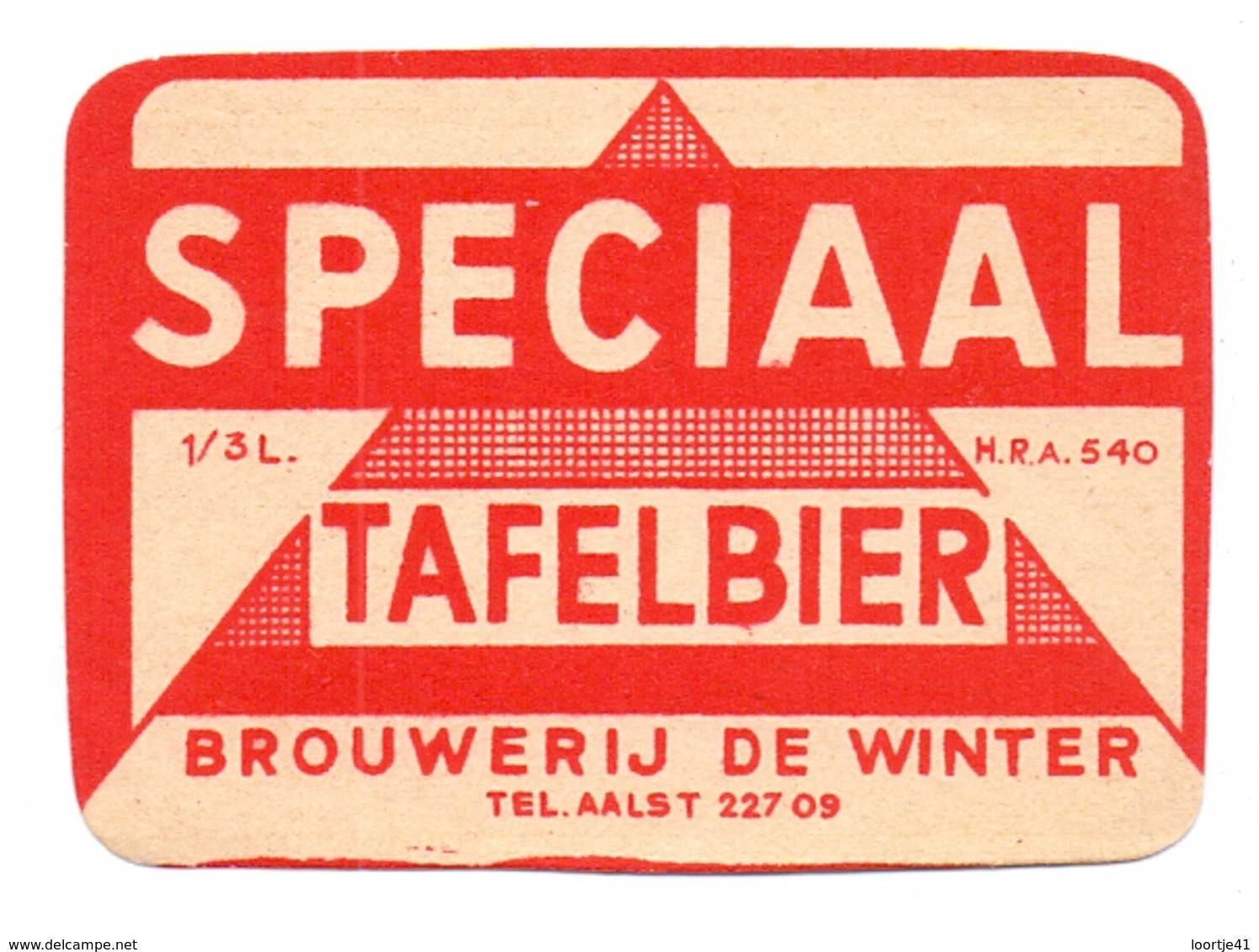 Etiket Etiquette - Bier Bière - Speciaal Tafelbier - Brouwerij De Winter - Aalst - Bière