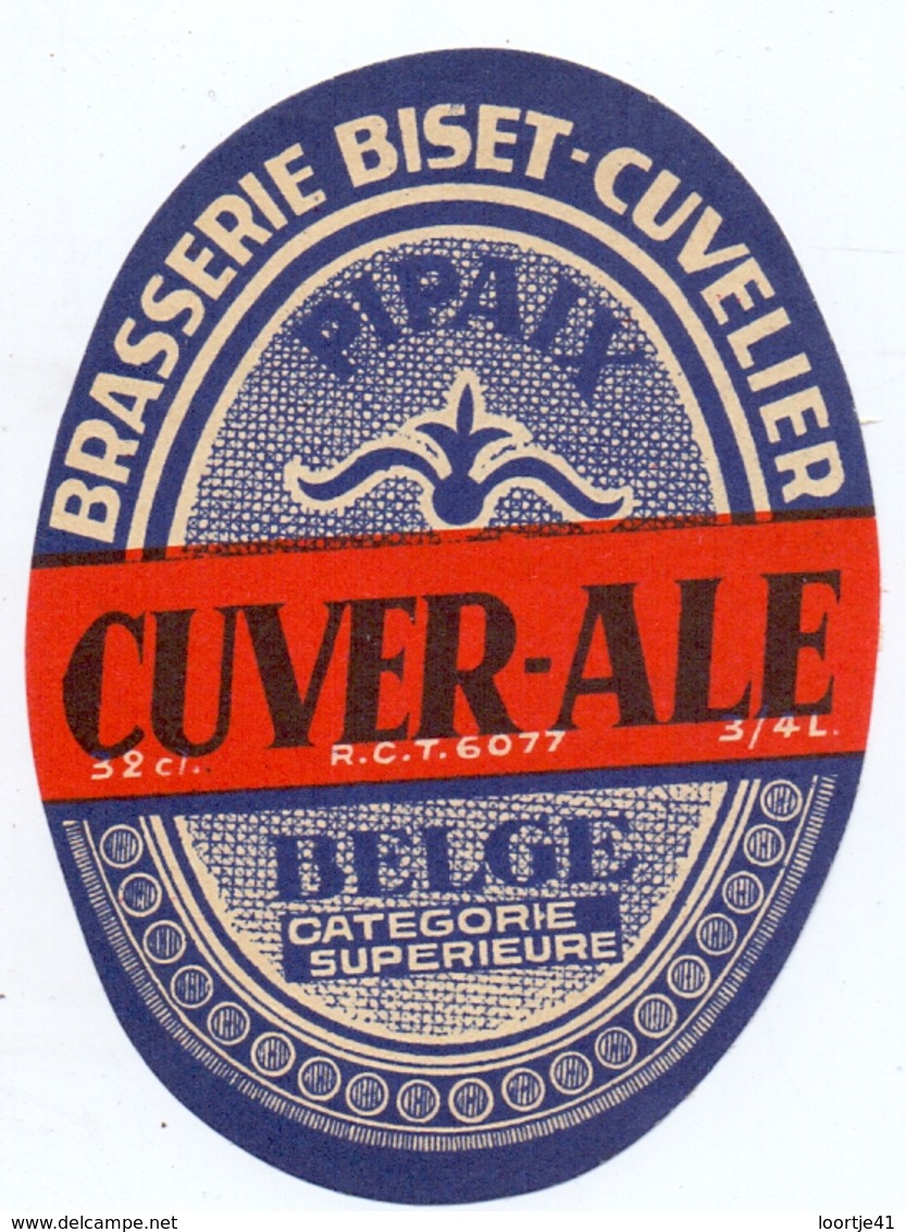 Etiket Etiquette - Bier Bière - Cuver Ale - Brouwerij -  Brasserie Biset - Cuvelier - Bière