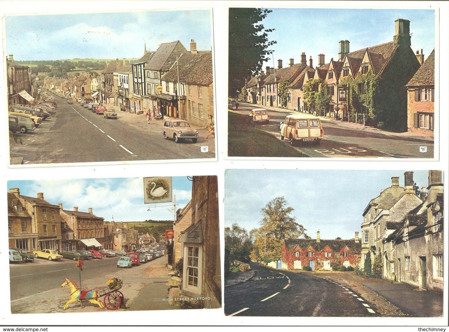 FOUR BURFORD OXFORDSHIRE POSTCARDS THREE ARE LARGE SIZE - Other & Unclassified