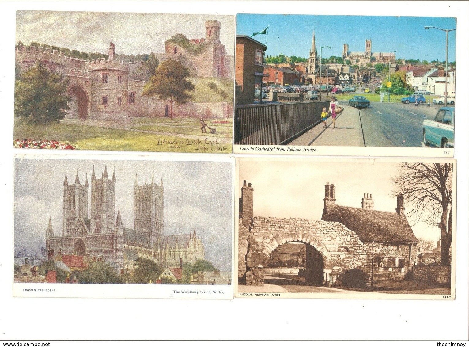 FOUR LINCOLN LINCOLNSHIRE POSTCARDS SOME ARE ART DRAWN RUDDOCK - Lincoln