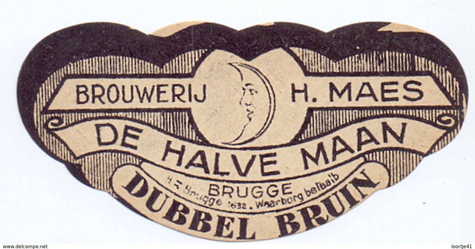 Etiket Etiquette - Bier Bière - Dubbel Bruin - Brouwerij H. Maes - De Halve Maan - Brugge - Bière