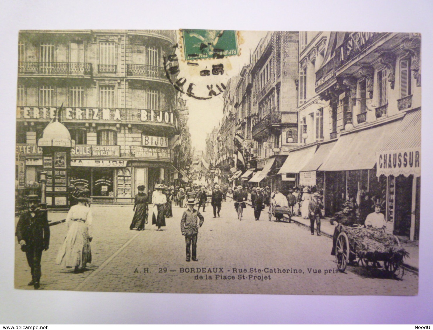 GP 2019 - 948  BORDEAUX  :  Rue STE-CATHERINE. Vue Prise De La Place ST-PROJET  -  Belle Animation  1911   XXX - Bordeaux