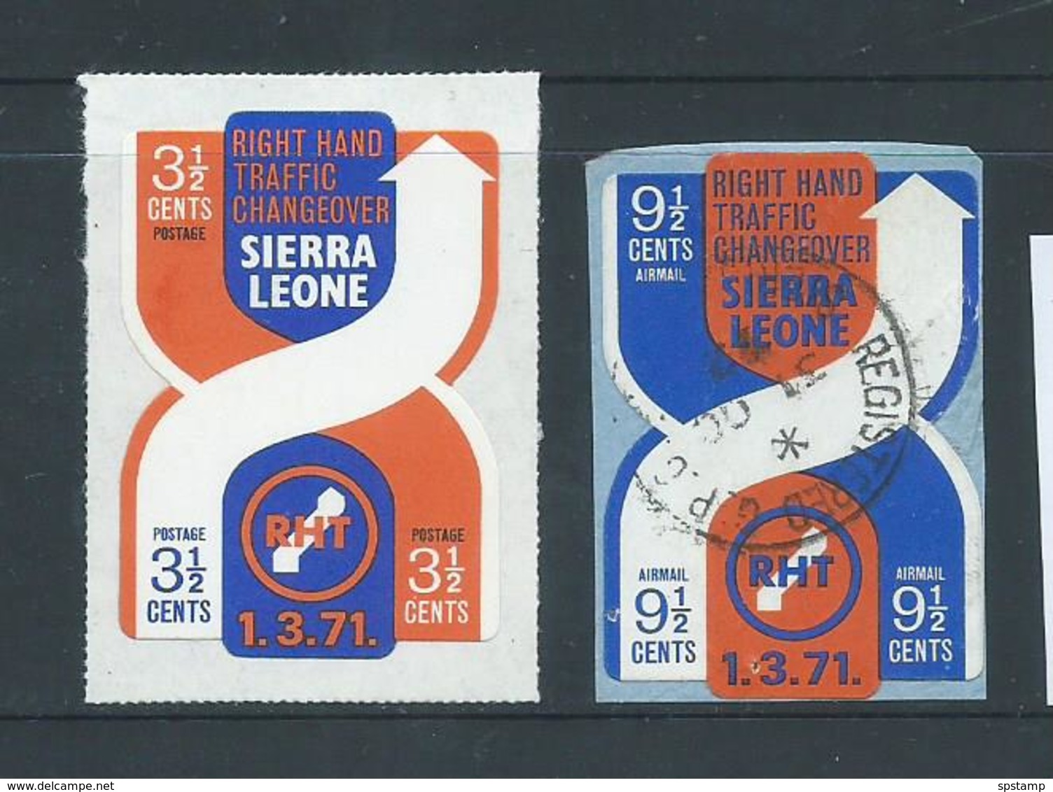 Sierra Leone 1971 Traffic Change Self Adhesives 3&1/2c MLH , 9&1/2c FU On Piece - Sierra Leone (1961-...)