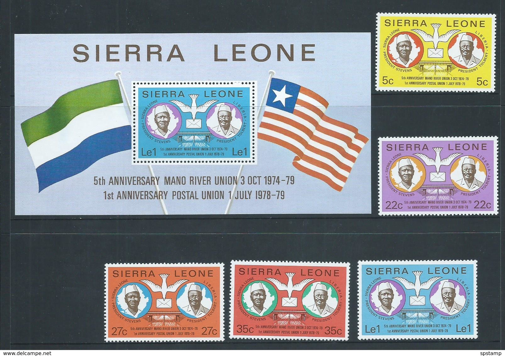 Sierra Leone 1979 Mano River Union Set 5 & Miniature Sheet MNH - Sierra Leone (1961-...)