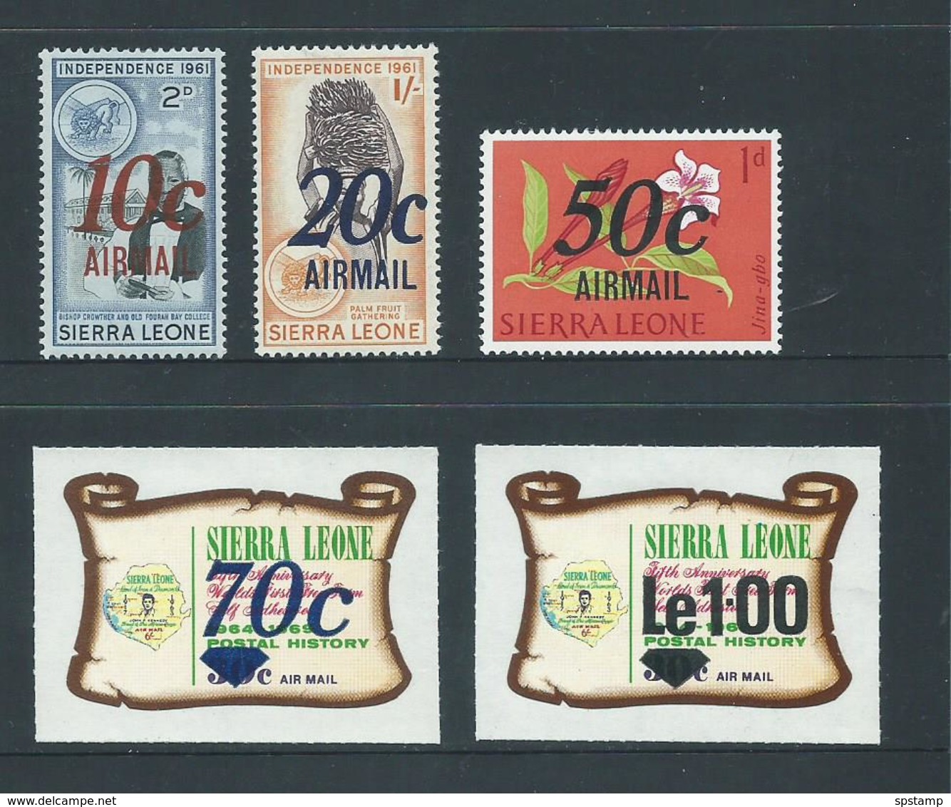 Sierra Leone March 1971 Air Surcharges Set 5 MLH - Sierra Leone (1961-...)