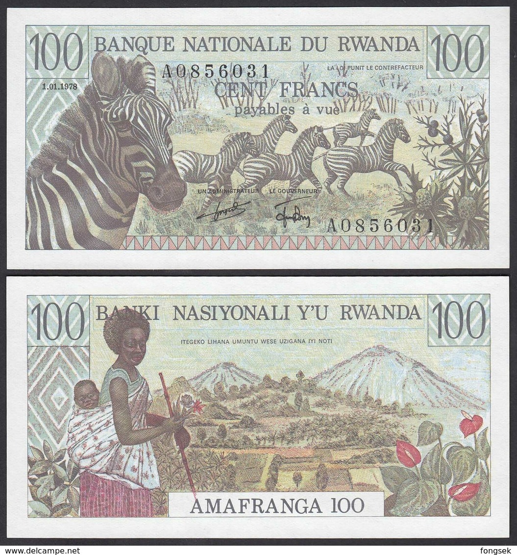 RWANDA. 100 FRANCS. 1/1/1978. Pick 12. UNC - Rwanda