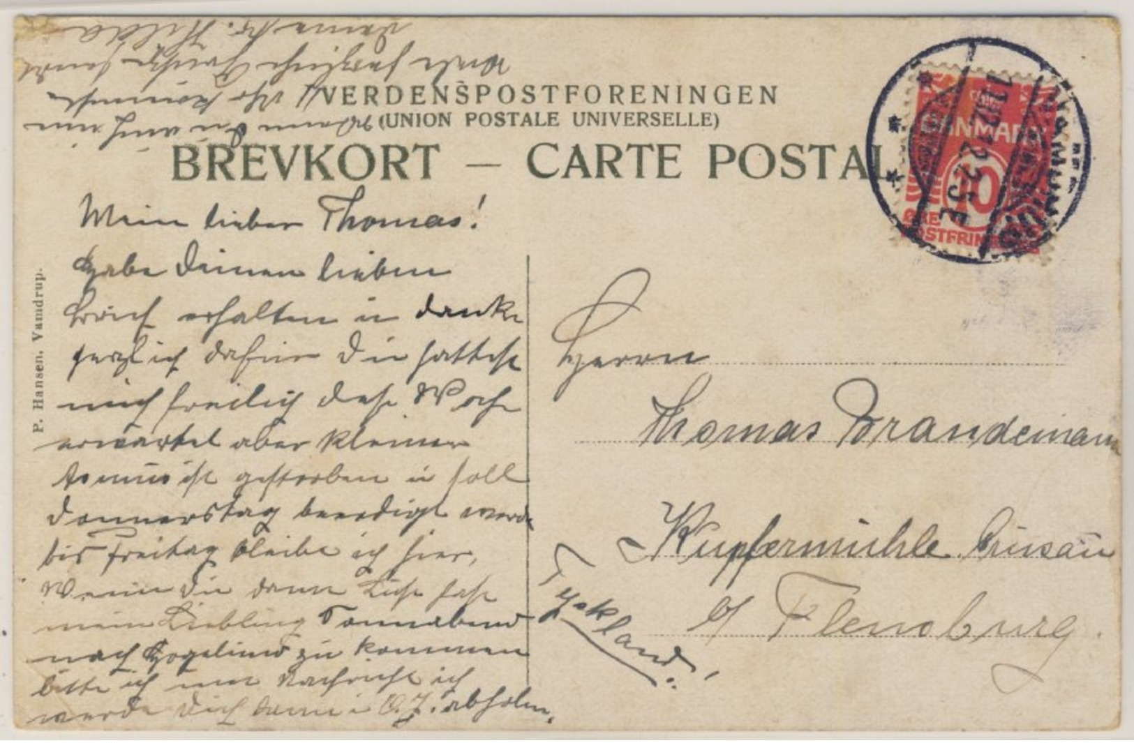 Dänemark - Hilsen Fra Danmark, Skodborghus Vamdrup, Farb. AK, Gelaufen 1912 - Dänemark