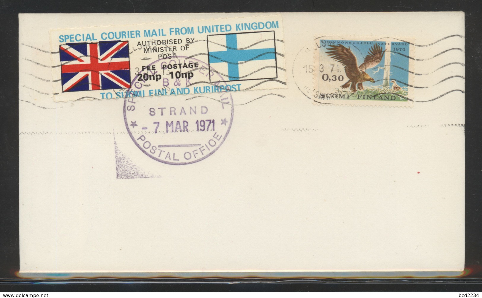 GREAT BRITAIN GB 1971 POSTAL STRIKE MAIL SPECIAL COURIER MAIL 2ND ISSUE DECIMAL COVER STRAND LONDON TO FINLAND 7 MARCH - Abarten Und Kuriositäten