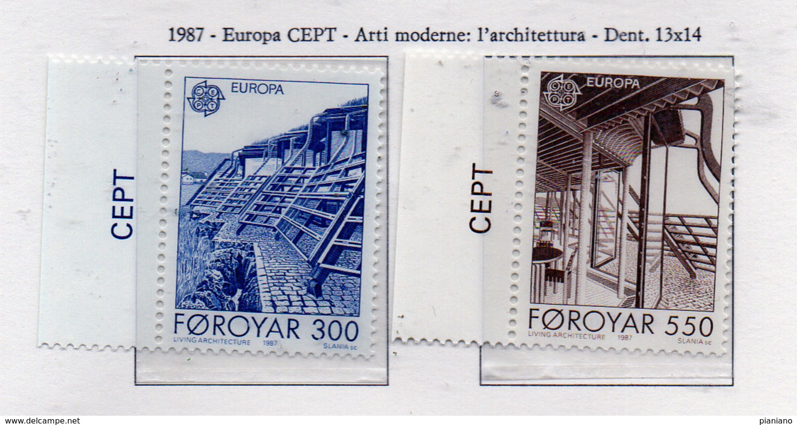 PIA  -  FAROER -  1987  :  Europa - Architettura Moderna - "La Casa Del Nord"   (Yv 143-44) - Isole Faroer