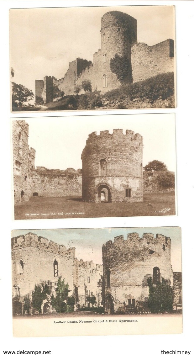 THREE LUDLOW CASTLE SHROPSHIRE POSTCARDS - Shropshire