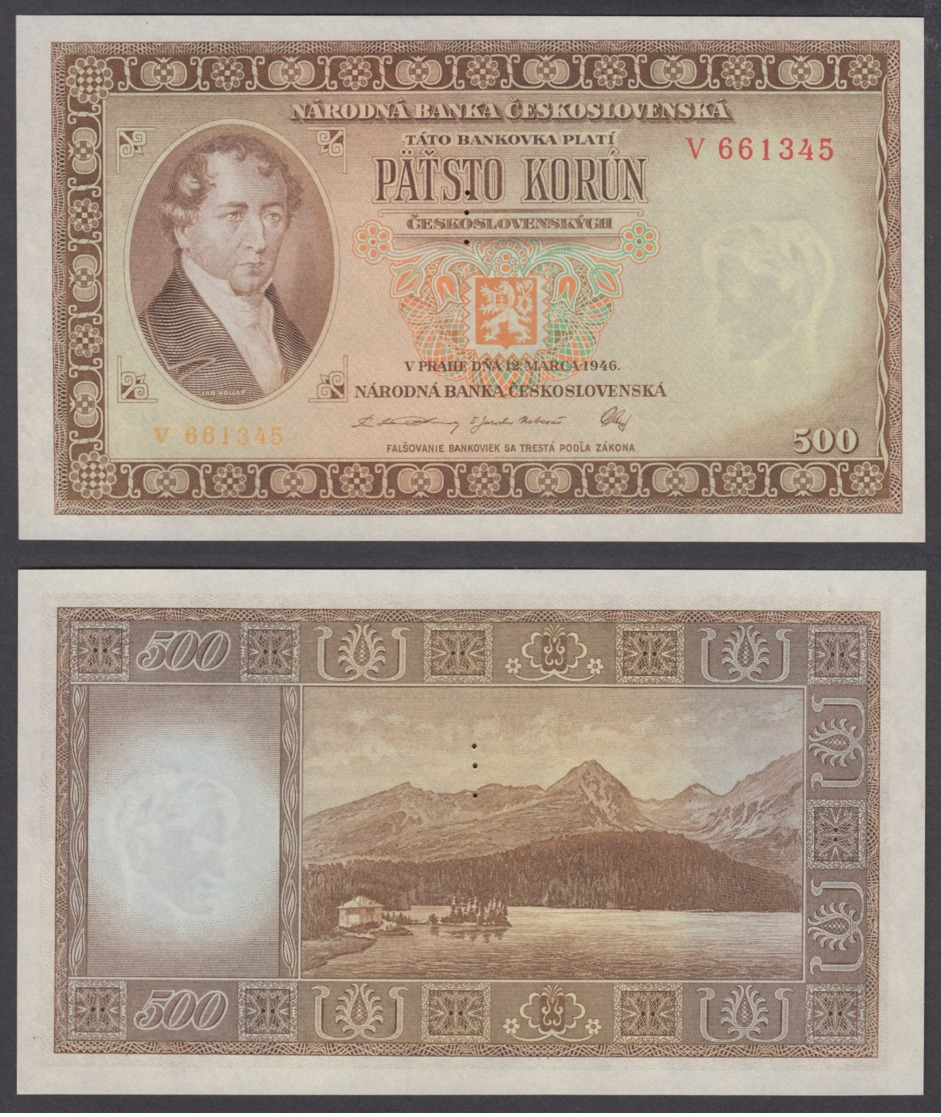 Czechoslovakia 500 Korun 1946 UNC SPECIMEN 3 DOTS Banknote P-73s - Czechoslovakia