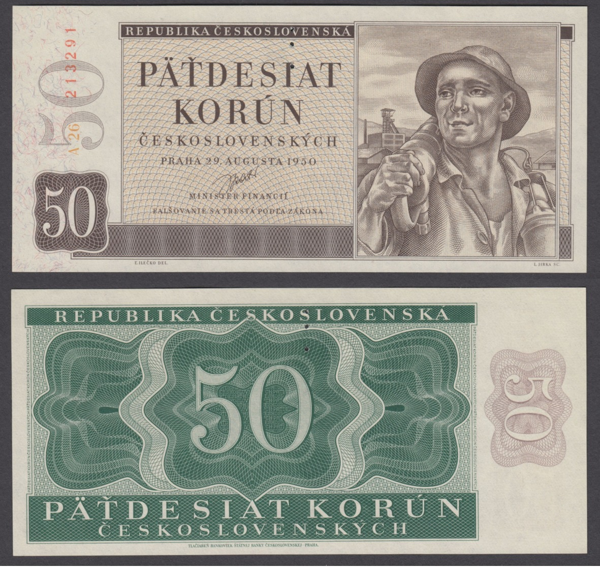 Czechoslovakia 50 Korun 1950 UNC SPECIMEN 3 DOTS Banknote P-71s - Czechoslovakia