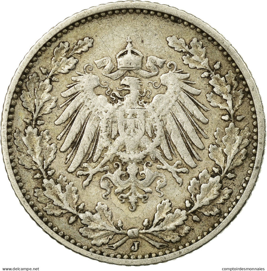 Monnaie, GERMANY - EMPIRE, 1/2 Mark, 1906, Hambourg, TTB, Argent, KM:17 - 1/2 Mark