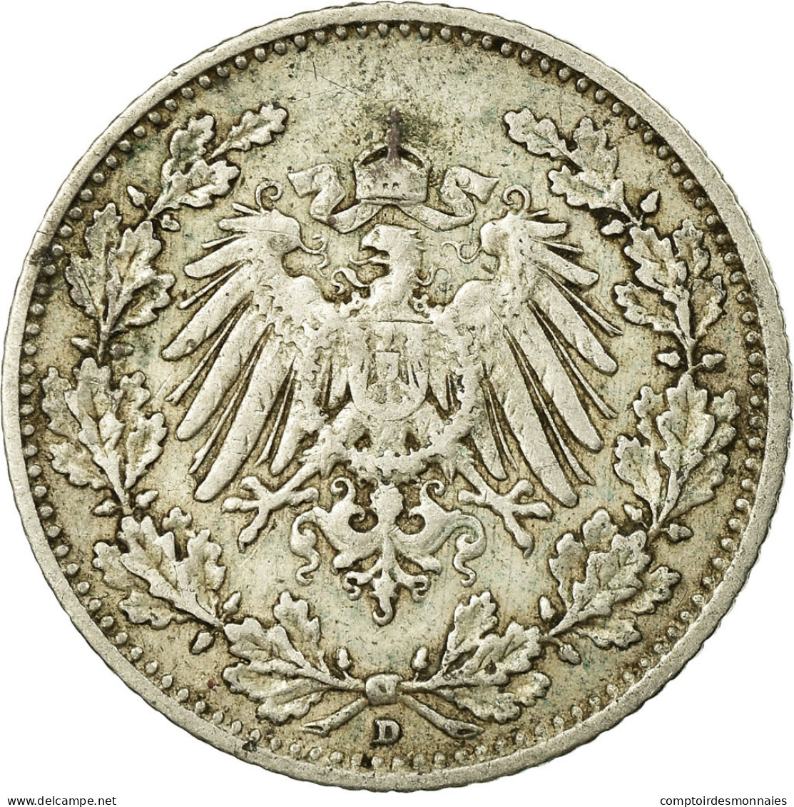 Monnaie, GERMANY - EMPIRE, 1/2 Mark, 1911, Munich, TTB, Argent, KM:17 - 1/2 Mark