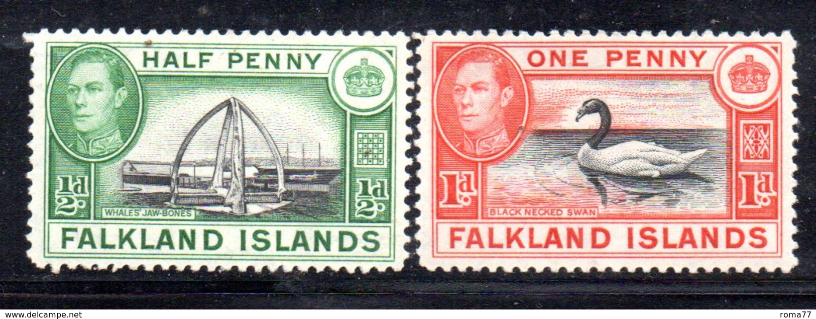 APR691 - FALKLAND 1937 , Yvert N. 78 + 79 Nuovi  *  (2380A) . - Falkland