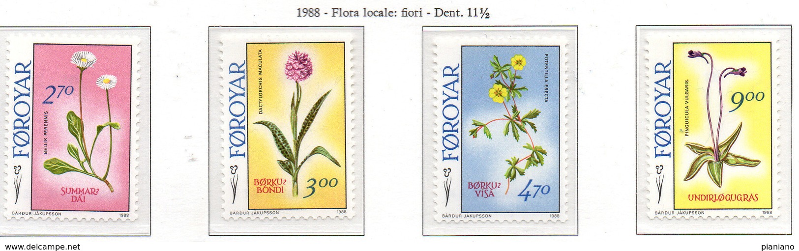 PIA  -  FAROER  -  1988  : Fiori Delle Faroer -  (Yv 156-59) - Faeroër