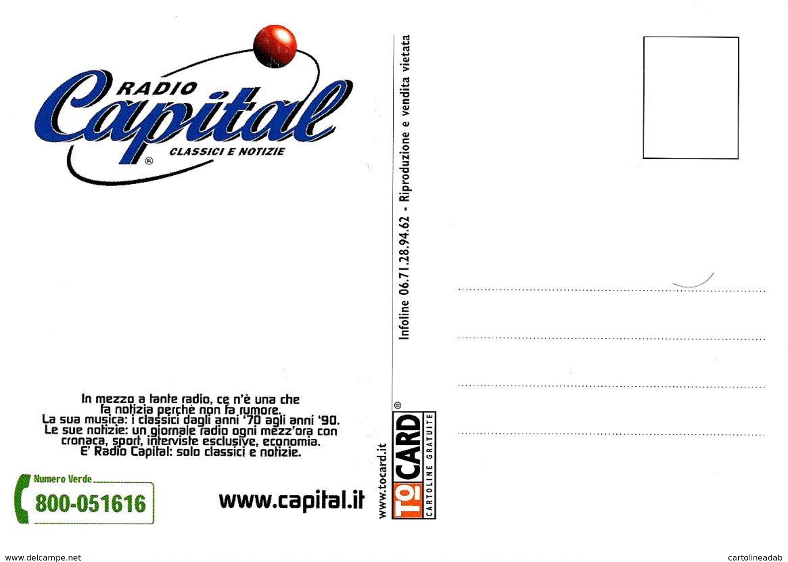 [MD3144] CPM - PUBBLICITARIA - RADIO CAPITAL - TOCARD - Non Viaggiata - Publicidad