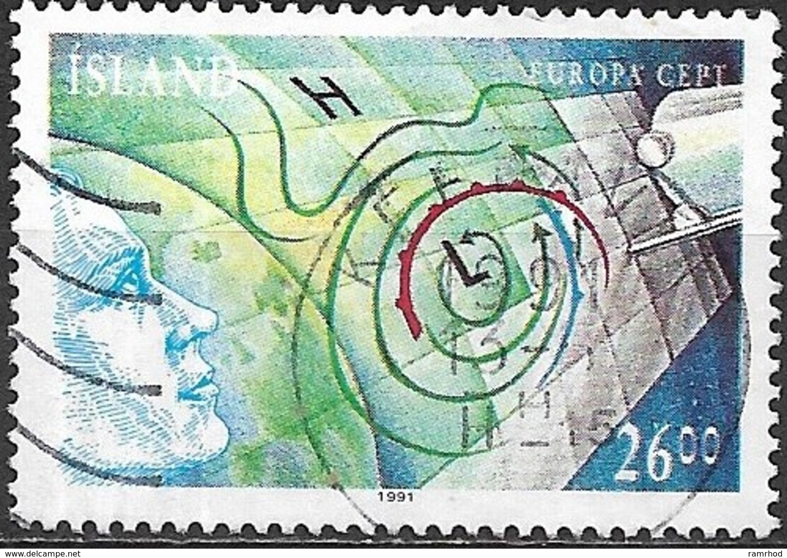 ICELAND 1991 Europa. Europe In Space - 26k Meteorological Information FU - Oblitérés
