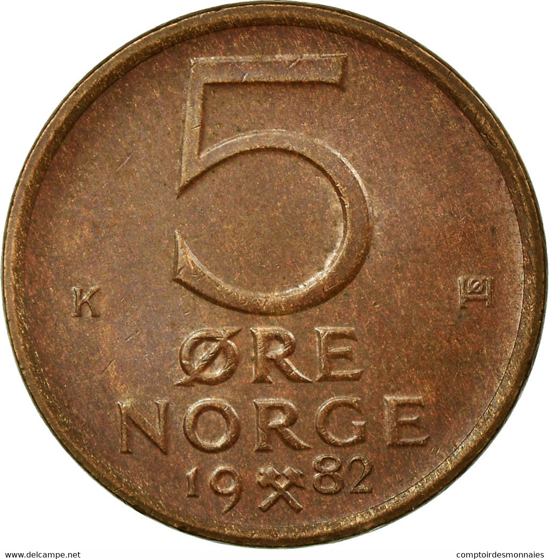 Monnaie, Norvège, Olav V, 5 Öre, 1982, TB+, Bronze, KM:415 - Norvège