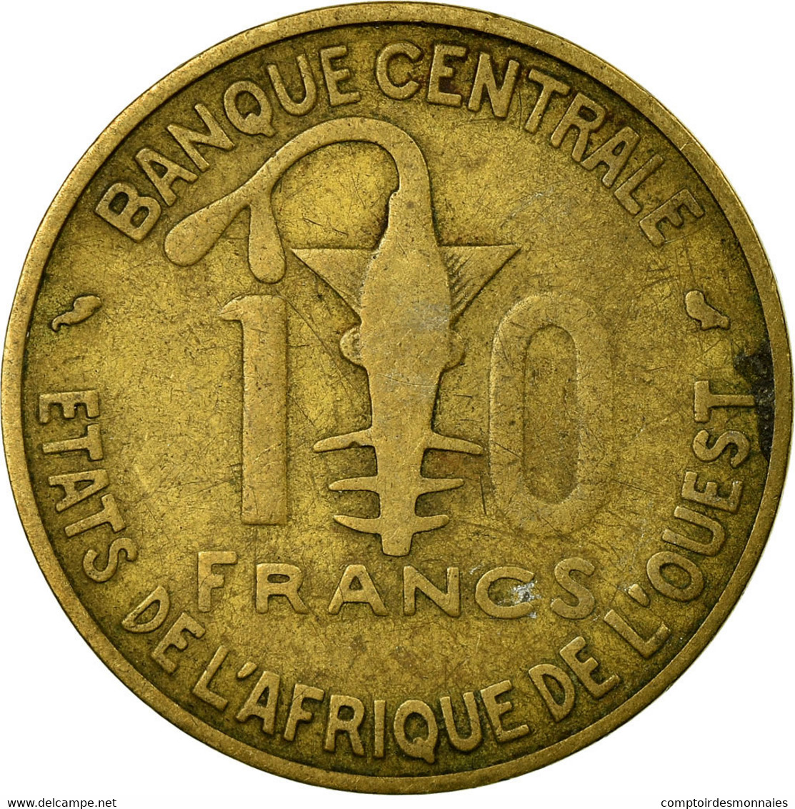 Monnaie, West African States, 10 Francs, 1959, Paris, TB+, Aluminum-Bronze, KM:1 - Costa De Marfil