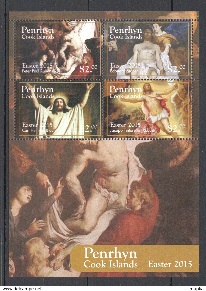 P544 2015 PENRHYN ART PAINTINGS EASTER RUBENS MANET BLOCH ROBUSTI RELIGION EASTER 1KB MNH - Religieux