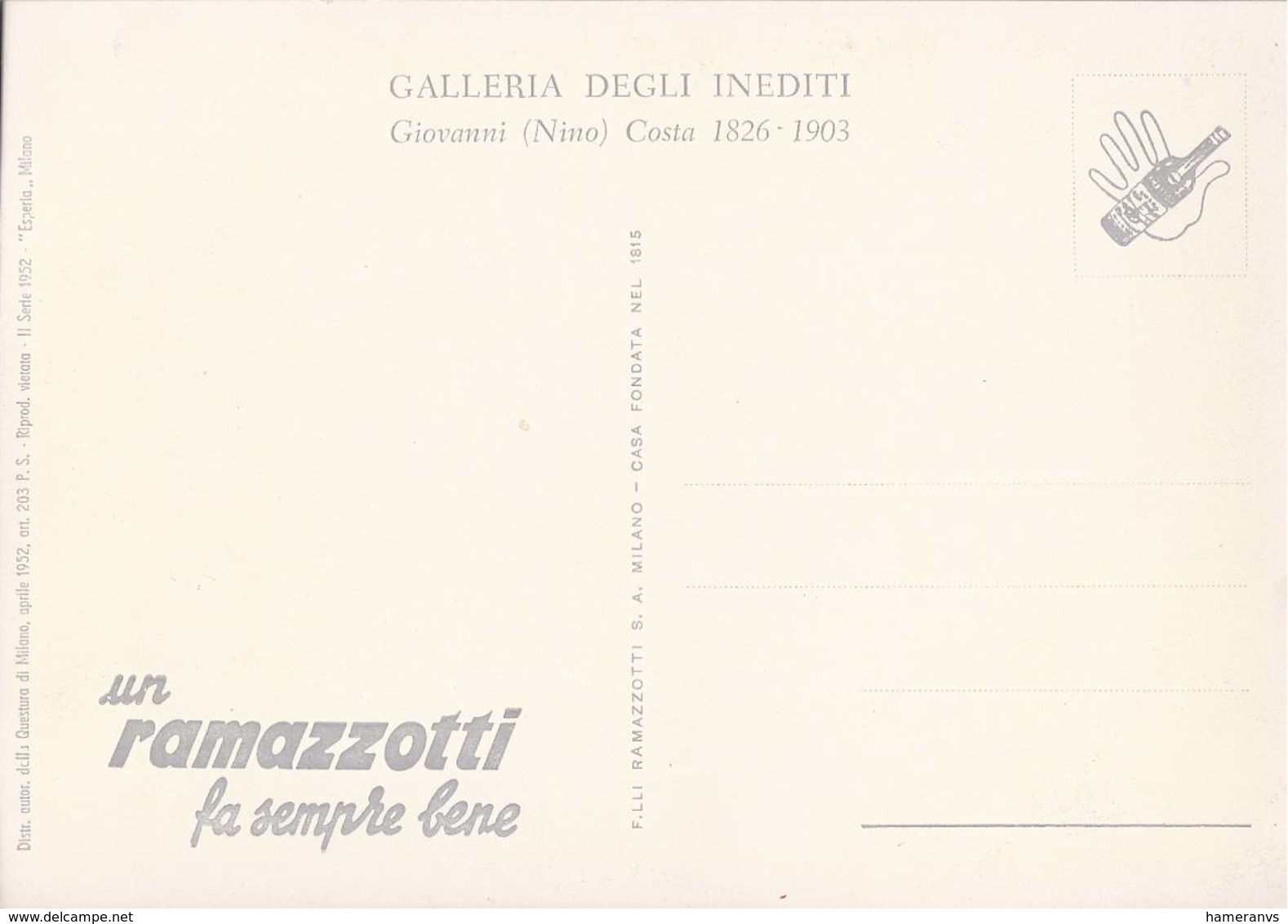 Pubblicitaria Ramazzotti - Galleria Degli Inediti - Giovanni Costa - H5217 - Pubblicitari