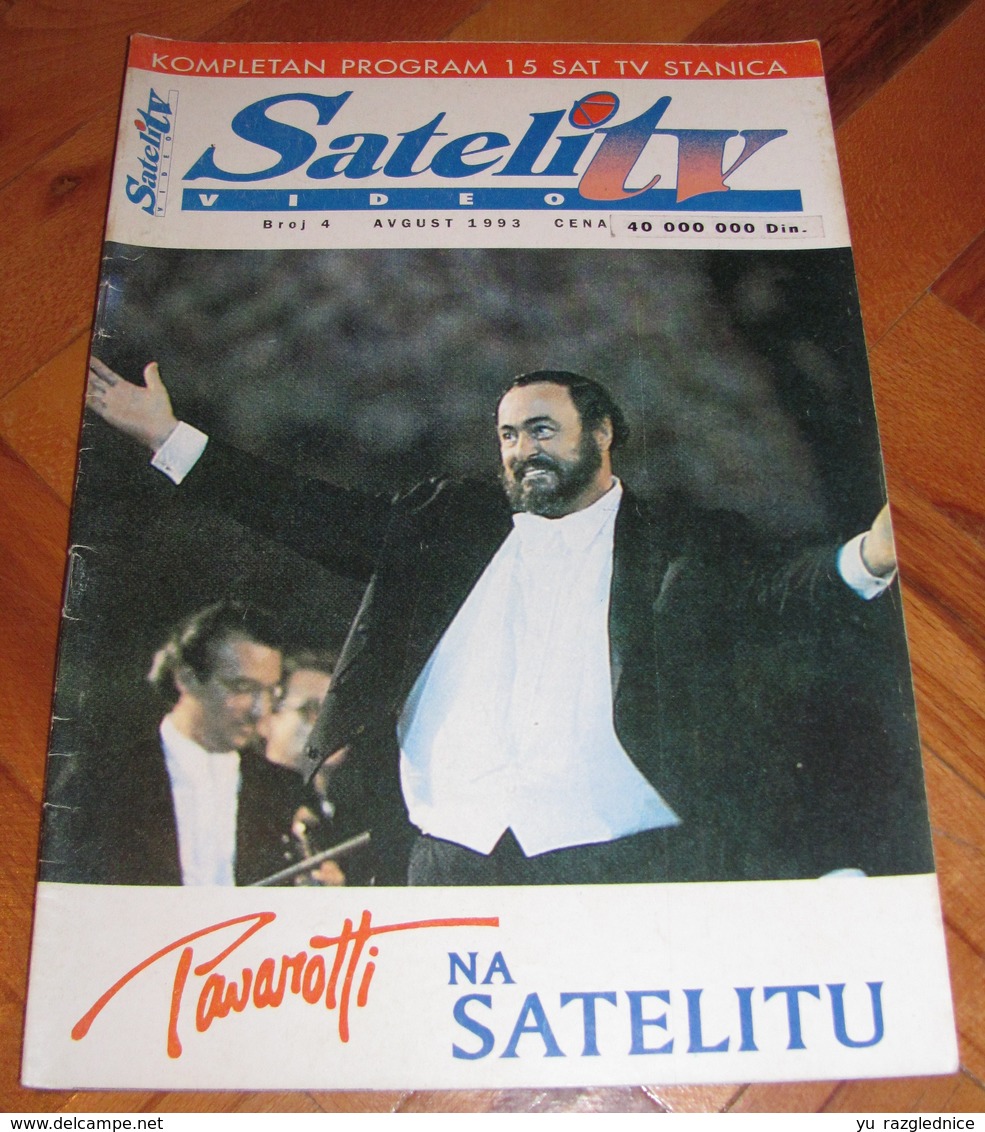 Luciano Pavarotti SATELIT TV Serbian August 1993 VERY RARE - Magazines