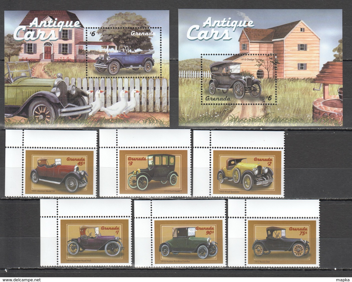 P556 GRENADA TRANSPORT ANTIQUE CARS 1SET+2BL MNH - Voitures