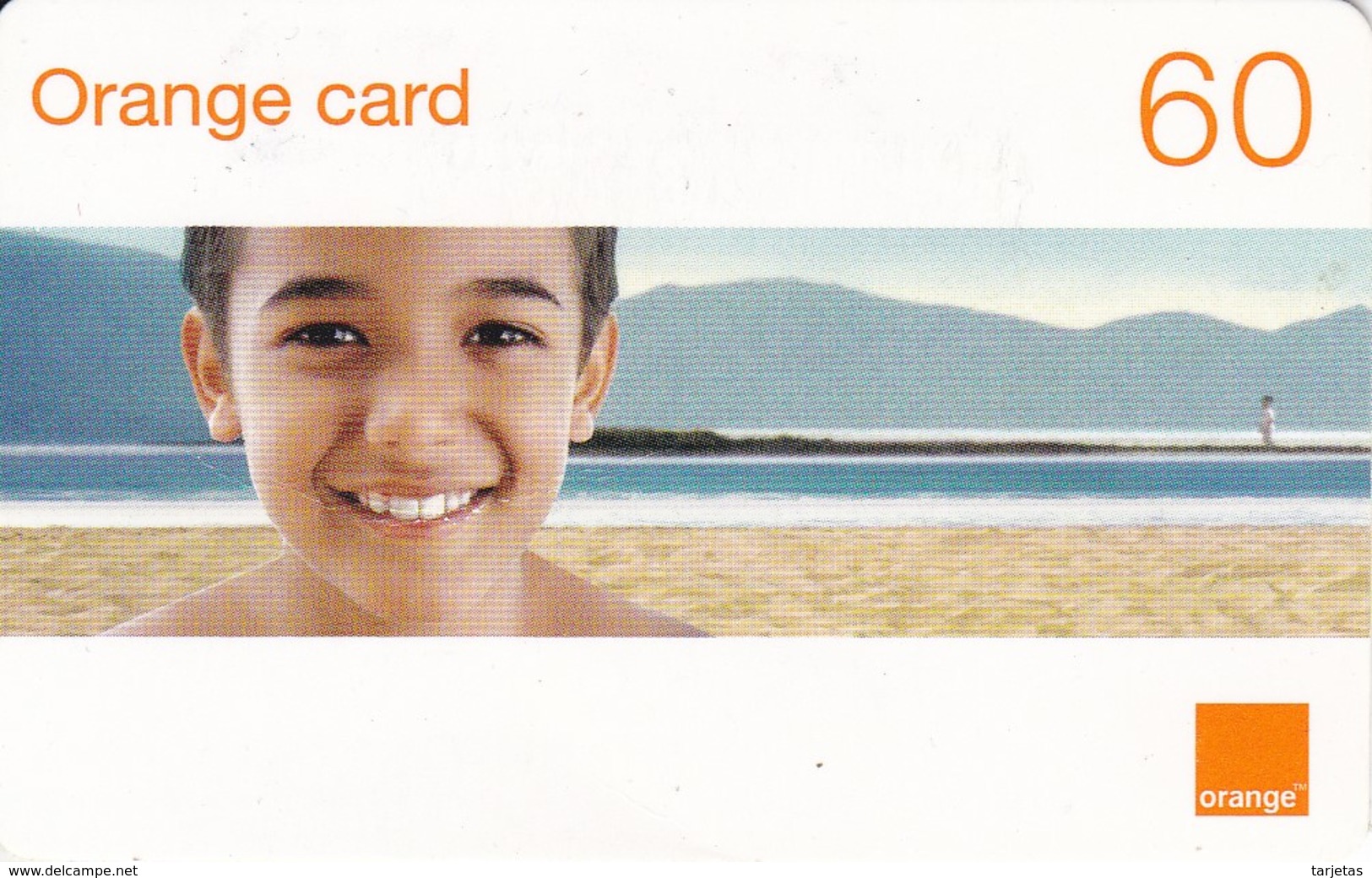 TARJETA DE LA REPUBLICA DOMINICANA  DE 60 UNITS DE ORANGE CARD (NIÑO EN LA PLAYA) - Dominicana