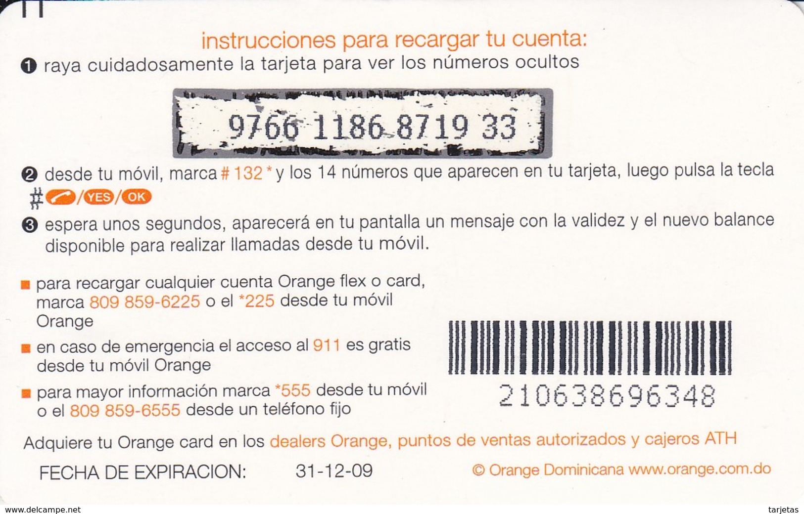 TARJETA DE LA REPUBLICA DOMINICANA  DE 100 UNITS DE ORANGE CARD (NIÑAS EN LA PLAYA) - Dominicana