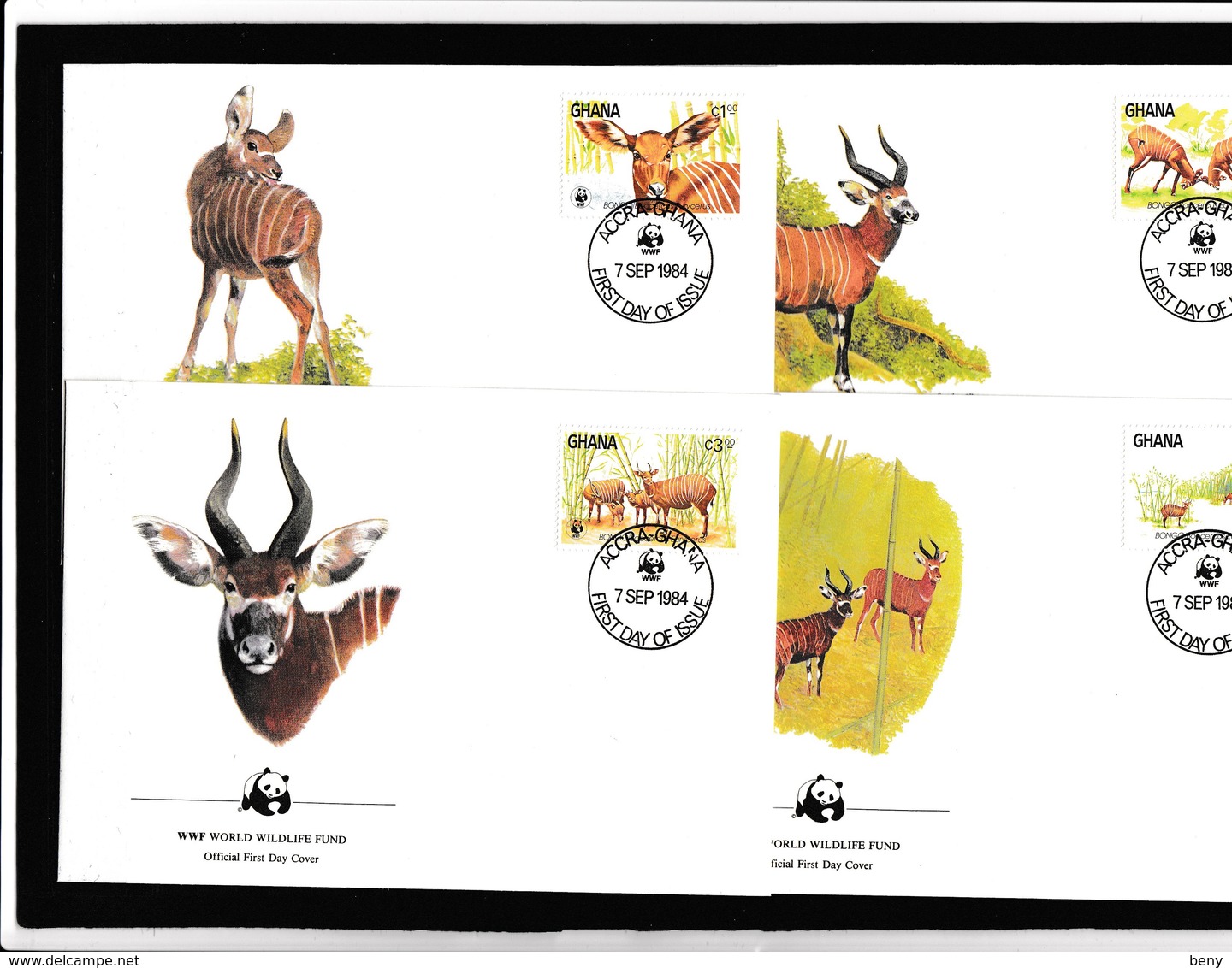 Ghana - Faune WWF - 4 FDC - BONGO - FDC