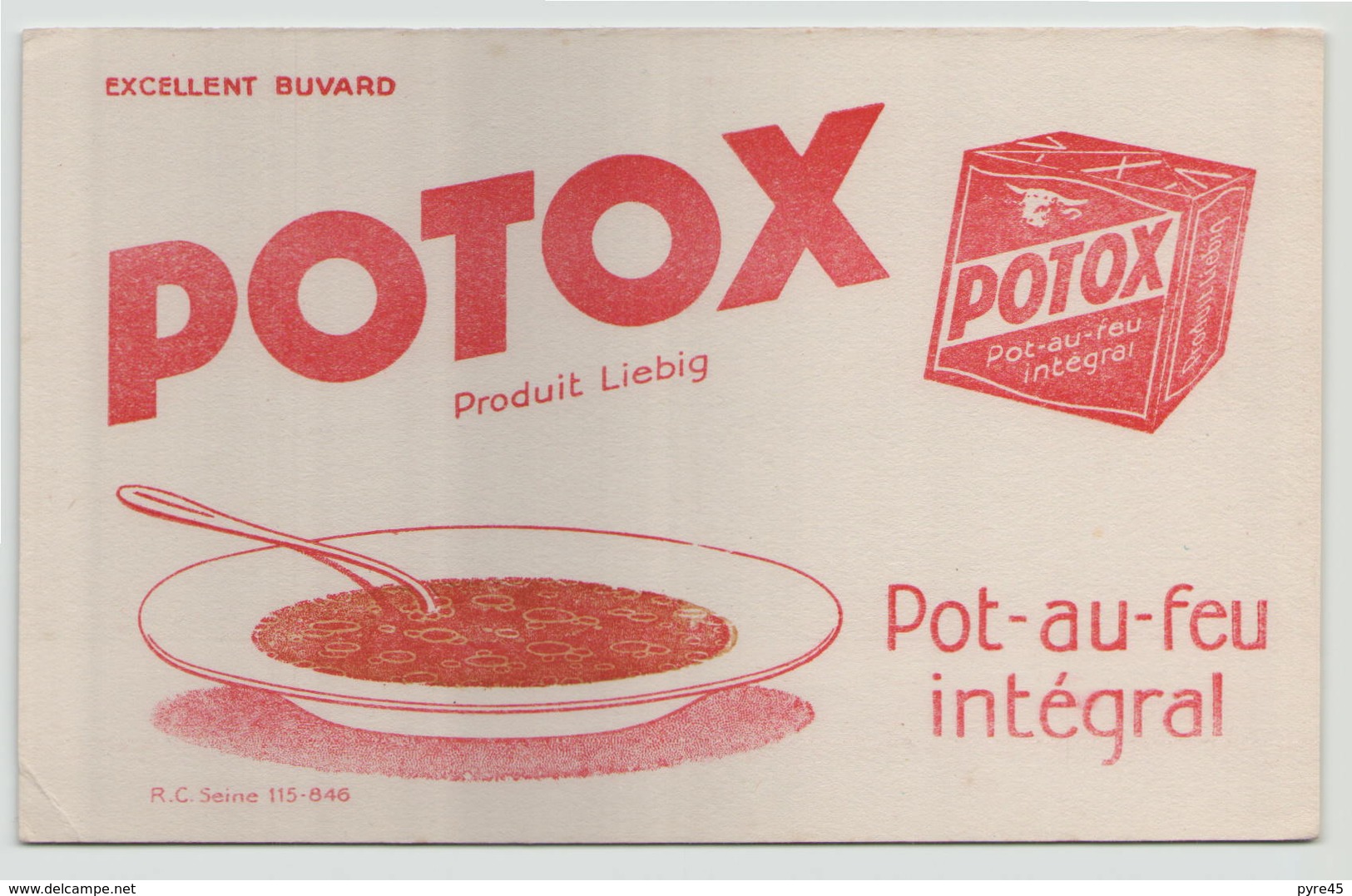 Buvard " Potox Produit Liebig " ( 20.5 X 13.5 Cm ) Pliure, Rousseurs - Soep En Saus