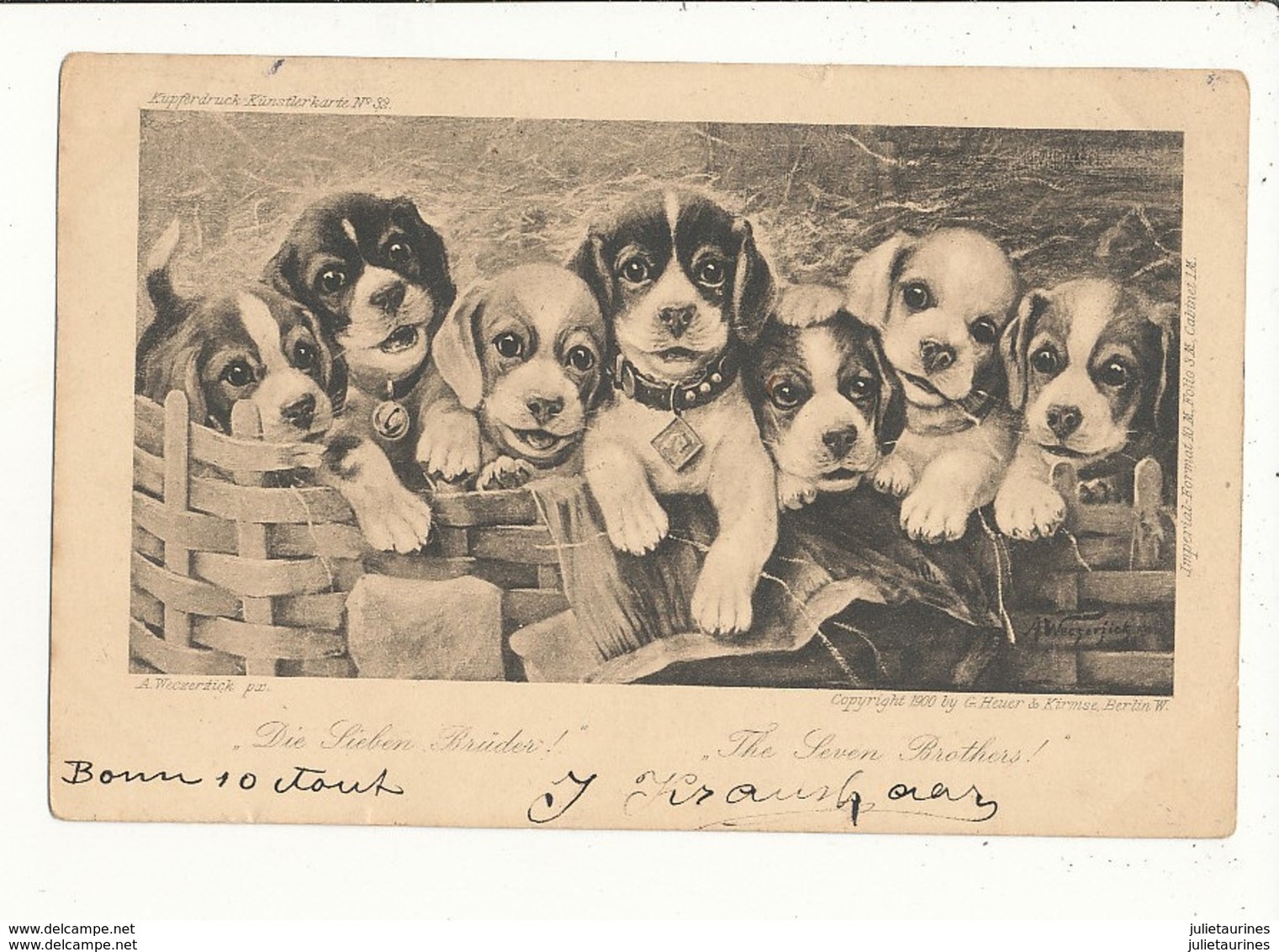 CHIENS ILLUSTRATION DIE LIENEN BRUDER CPA BON ETAT - Hunde