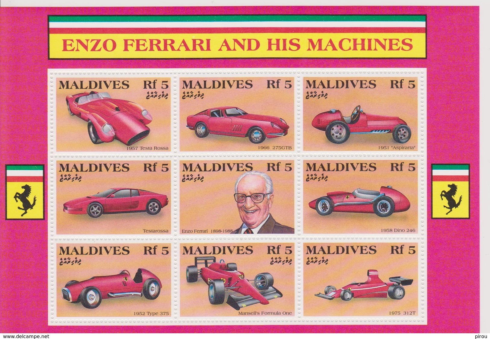 MALDIVES BLOCS FEUILLETS  FERRARI - Automobile